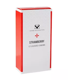 Share Satisfaction Strawberry Flavoured Condom - 12 Pack
