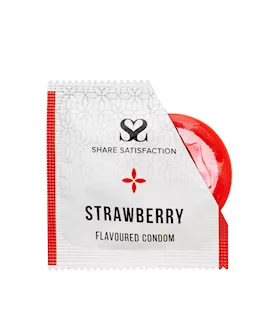 Share Satisfaction Strawberry Flavoured Condom - 12 Pack