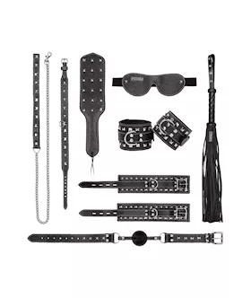 Ouch 7 Piece Leather Studded Bondage Kit