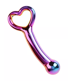 Lucent Pearlescent Glass Heart Handle Massager