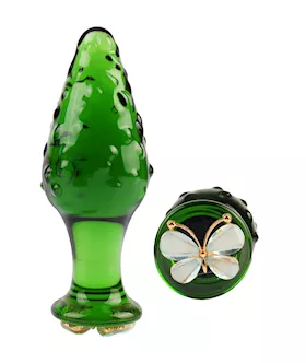 Lucent Butterfly Textured Glass Butt Plug