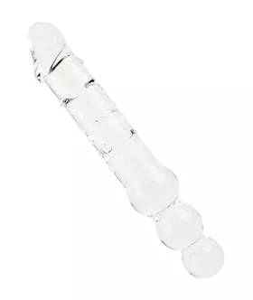 Lucent Beaded Handle Glass Dildo