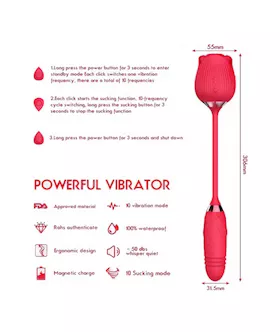 Amore Suction Rose And Thrusting Vibrator