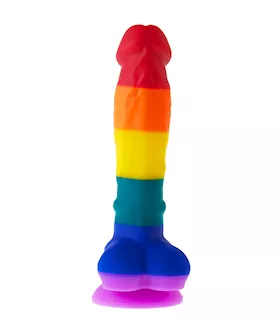 Nood Colours Rainbow Silicone Dildo With Balls