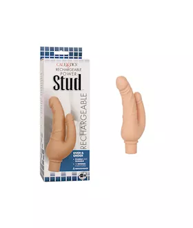 Rechargeable Power Stud Over & Under Double Dildo Vibrator