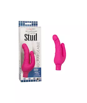 Rechargeable Power Stud Over & Under Double Dildo Vibrator