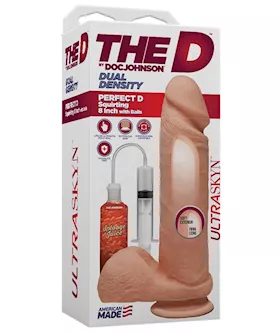 The D Perfect D Squirting 8 Inch With Balls Ultraskyn Vanilla