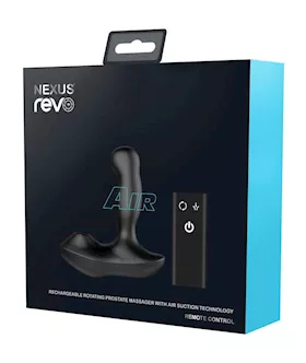 Revo Air Waterproof Remote Control Rotating Prostate Massager With Suction Black