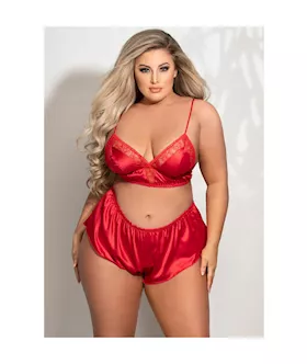 Seduction 2-piece Bralette And Short Set Satin 