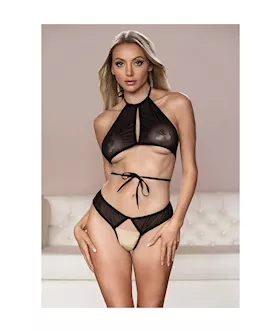 Allure Marley Mesh Peek A Boo Top  Open Panty