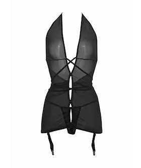 Allure Savannah Sheer Mesh Garter Dress & Open Thong