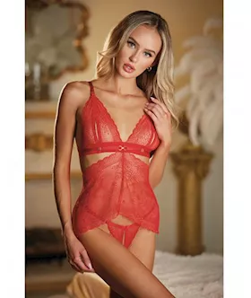 Allure Lace Peek A Boo Chemise  Ouverte Gstring