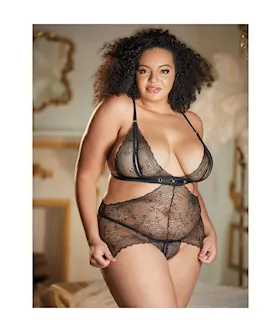 Allure Lace Peek A Boo Chemise  Ouverte Gstring