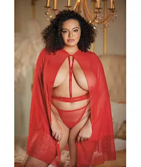 Allure Lace  Mesh Cape Wattached Waist Belt Gstring Not Included