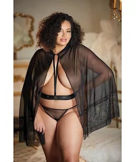 Allure Lace  Mesh Cape Wattached Waist Belt Gstring Not Included