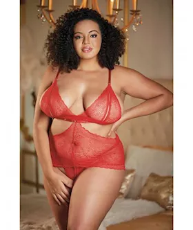 Allure Lace Peek A Boo Chemise  Ouverte Gstring