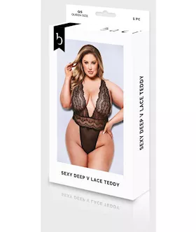 Baci Sexy Deep V Lace Teddy - Q Bx