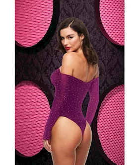 Off The Shoulder Sparkle Teddy - Purple Env