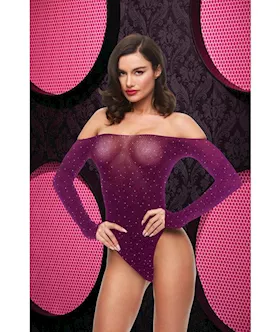 Off The Shoulder Sparkle Teddy  Purple ENV