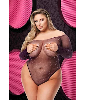 Off The Shoulder Sparkle Teddy  Purple  Q ENV