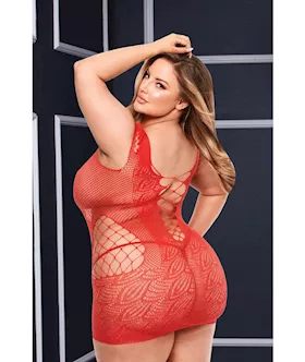 Baci Corset Front Lace Mini Dress - Red - Os Queen