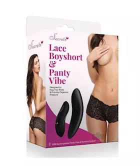 Secret Lace Boyshort Remote Os Black