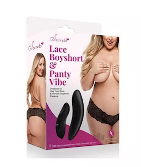 Secret Lace Boyshort Remote Qs Black