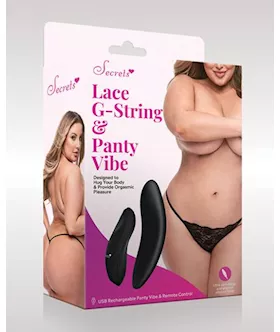 Secrets Lace Gstring amp Panty Vibe  Black Qn