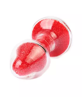 Glitter Gem Round Glass Butt Plug