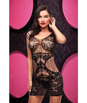 Lace Cut Out Mini Dress  Black ENV