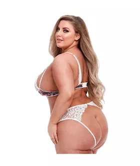 Floral & Lace Bra W/ Open Back Panty Set