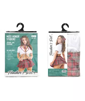 Teacher039s Pet Ms Honor Student School Girl Tie Top Pleated Skirt Neck Tie amp Hair Bow Red Os