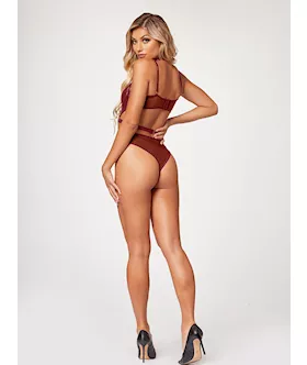 Midnight Love Vegan Leather Two Piece Teddy Set Stm-11524-wine-xl