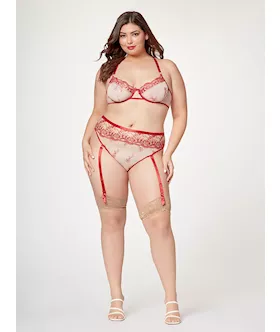 Sheer Elegance Two Piece Bra Set Stm-11484x-red-1x/2x