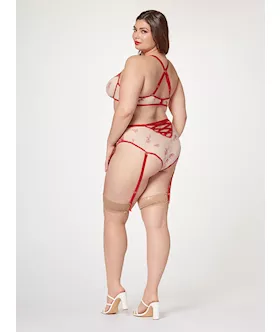 Sheer Elegance Two Piece Bra Set Stm-11484x-red-1x/2x
