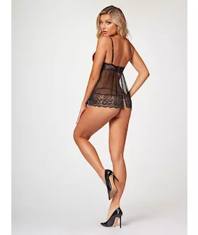 The Romantic Two Piece Babydoll Set Stm-11547-black-m