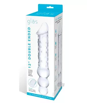 Dbl End Dildo W/anal Beads 12 Clear