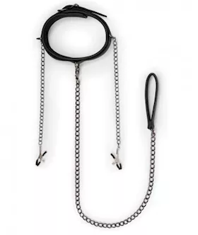 Easy Toys Lead amp Nipple Clamps Collar Restraint Set Black