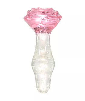 Lucent Glow In The Dark Bulging Rose Glass Butt Plug