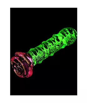 Lucent Glow In The Dark Spotted Rose Glass Massager