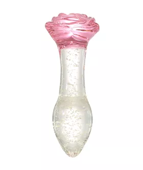 Lucent Glow In The Dark Rose Glass Butt Plug
