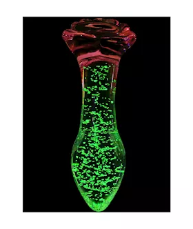 Lucent Glow In The Dark Rose Glass Butt Plug