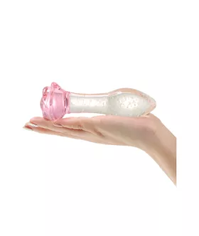 Lucent Glow In The Dark Rose Glass Butt Plug
