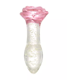 Lucent Glow In The Dark Rose Glass Butt Plug