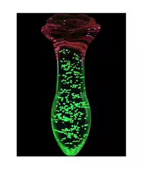 Lucent Glow In The Dark Rose Glass Butt Plug