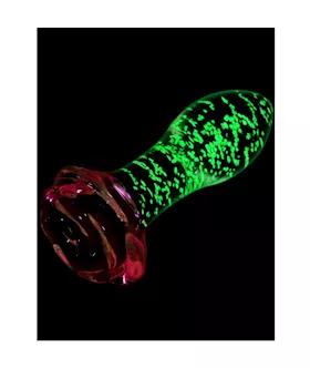 Lucent Glow In The Dark Rose Glass Butt Plug