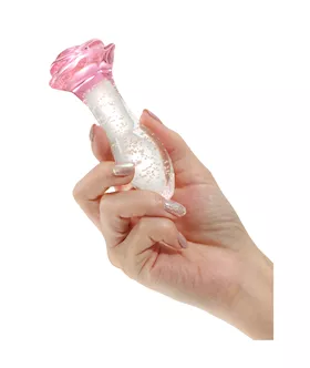 Lucent Glow In The Dark Rose Glass Butt Plug