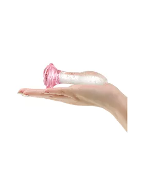 Lucent Glow In The Dark Rose Glass Butt Plug