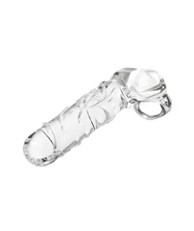 Lucent Scrawling Glass Dildo With Balls