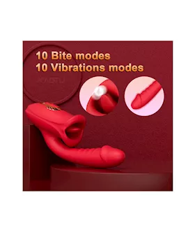 Dual Stimulation Vibrator With Licking Tongue And Realistic Dildo